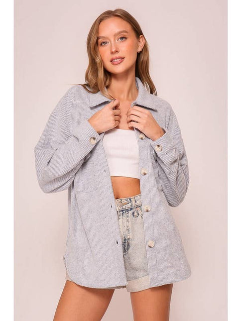 42 POPS Brushed Waffle Knit Shacket