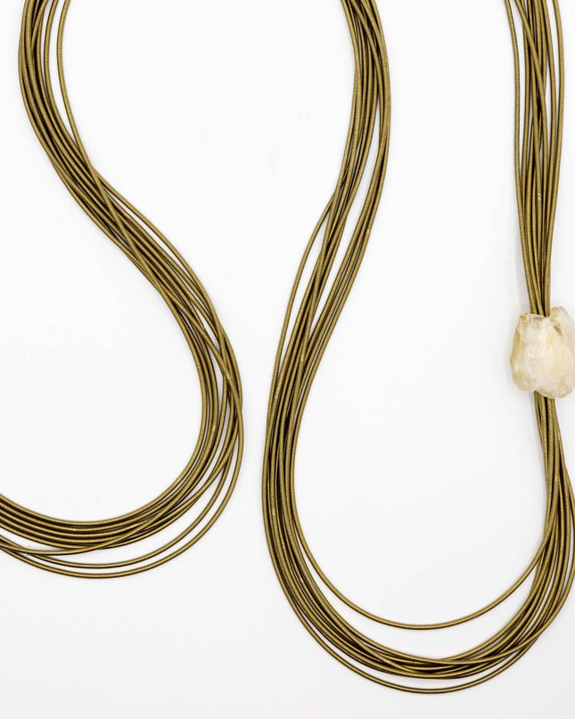 Sea Lily White Beige Wire Necklace with Citrine