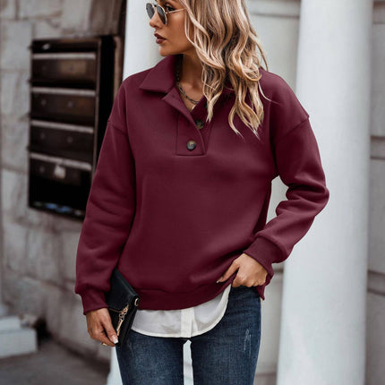 Collared Button Henley Sweatshirt