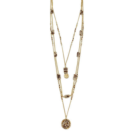Sachi Coffee & Cream Collection Necklace - Tiny, Small Discs