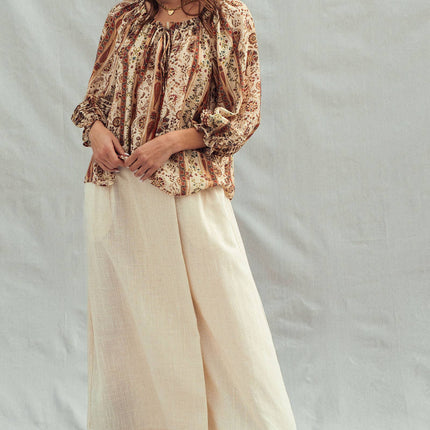 Urban Daizy Boho Off-Shoulder Floral Stripe Blouse