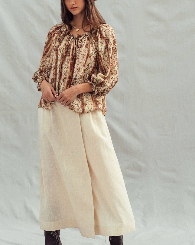 Urban Daizy Boho Off-Shoulder Floral Stripe Blouse