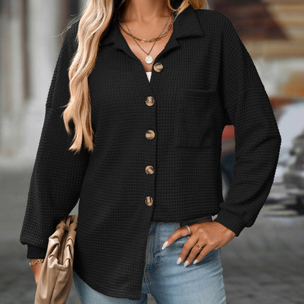 LOVESOFT Waffle Knit Button Down Shacket