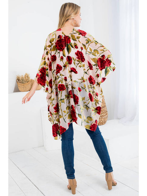 Vintage Floral Velvet Kimono