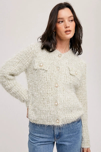 PEARL BUTTON SWEATER JACKET