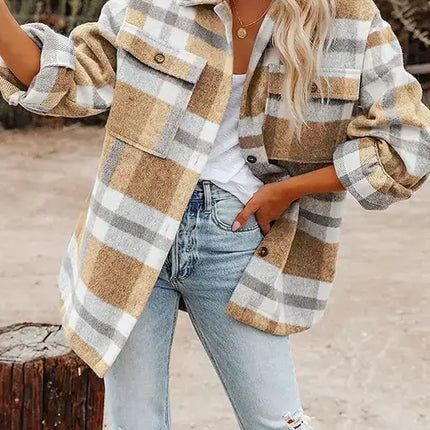 LOVESOFT Khaki Flannel Shirt Jacket