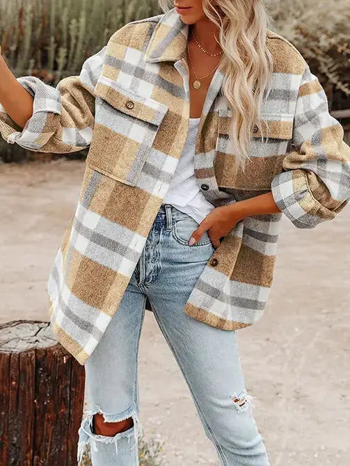 LOVESOFT Khaki Flannel Shirt Jacket