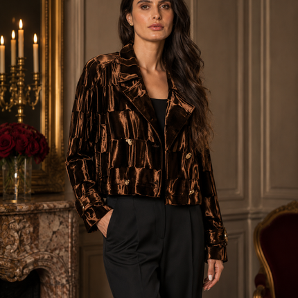 ADORE Chocolate Gloss Cropped Blazer