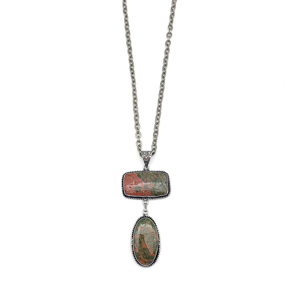 Kashi Semiprecious Stone Pendant Necklace - Unakite