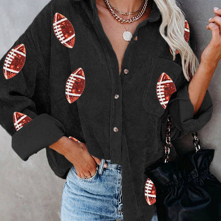 LOVESOFT Game Day Corduroy Button Up Shacket