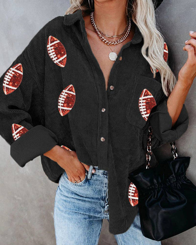 LOVESOFT Game Day Corduroy Button Up Shacket