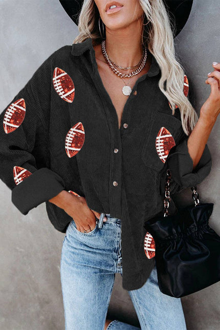 LOVESOFT Game Day Corduroy Button Up Shacket