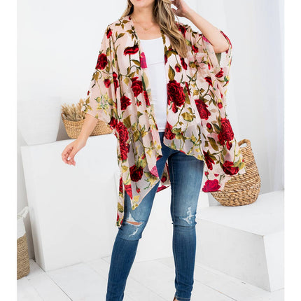 Vintage Floral Velvet Kimono