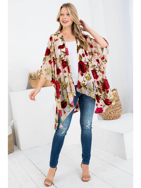 Vintage Floral Velvet Kimono
