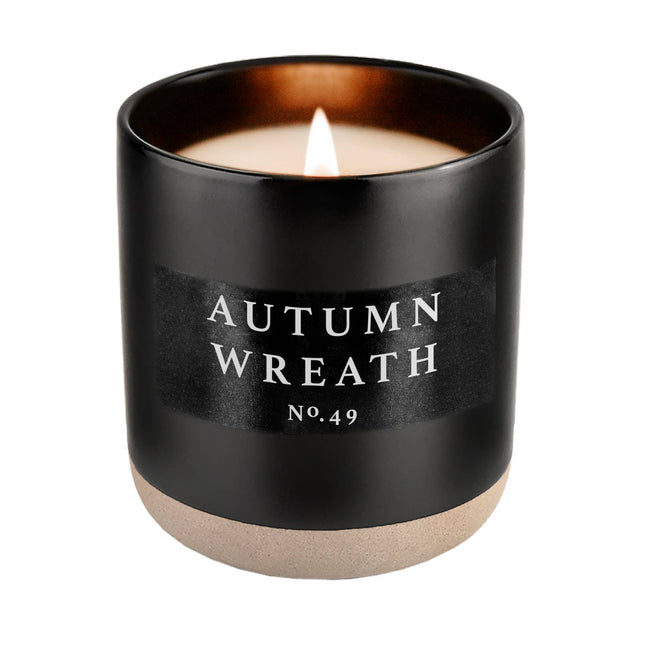 Autumn Wreath 12 Oz Soy Black Stoneware Candle