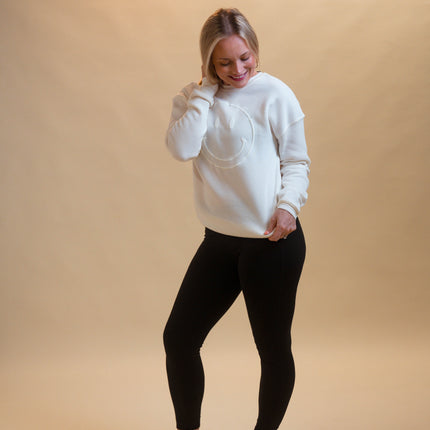 Smiley Face Tonal Puff Print Graphic Sweatshirt