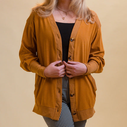 WASHED BUTTON DOWN CARDIGAN WITH SIDE POCKETS
