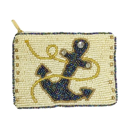 Ladies Anchor Themed Fully Beaded Coin Purse