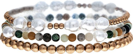 Gold Amazonite Bead Bracelet Set