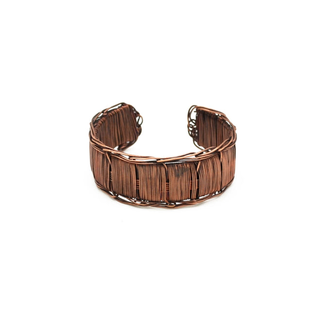 ANJU Basketweave Antique Copper Wire Woven Sections Cuff