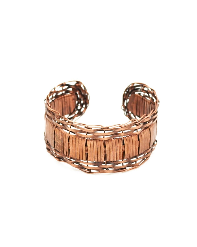 ANJU Basketweave Antique Copper Flat Weave and Loose Edging Cuff