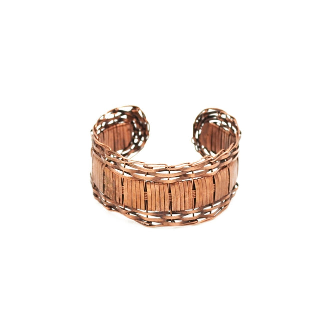 ANJU Basketweave Antique Copper Flat Weave and Loose Edging Cuff