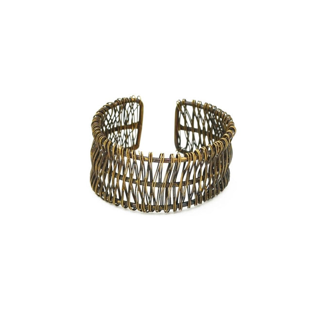 ANJU Basketweave Antique Brass Loose Weave Cuff