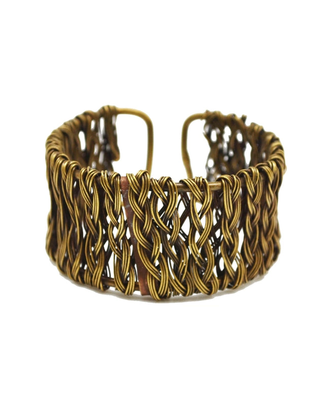ANJU Basketweave Antique Brass Braided Cuff