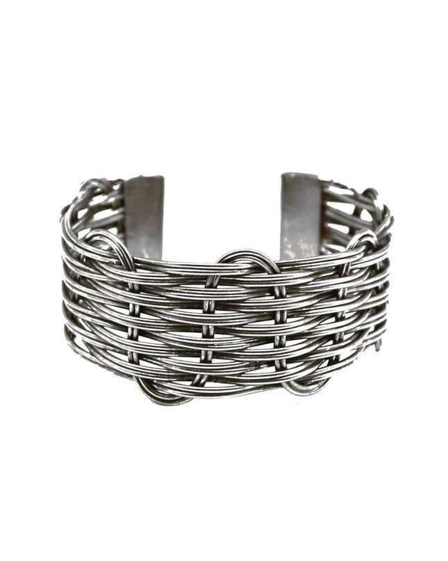 ANJU Basketweave Antique Silver Wavy Weave Cuff