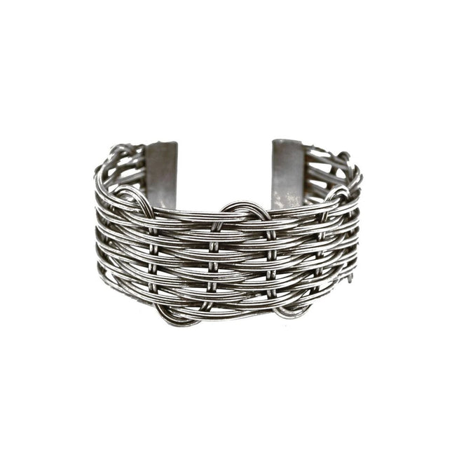ANJU Basketweave Antique Silver Wavy Weave Cuff