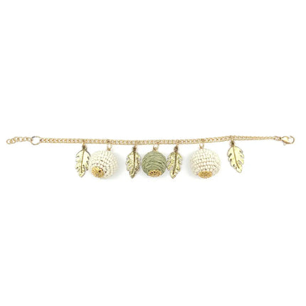 ANJU Sachi Calming Sage Collection Bracelet - Sphere, Leaf Charms
