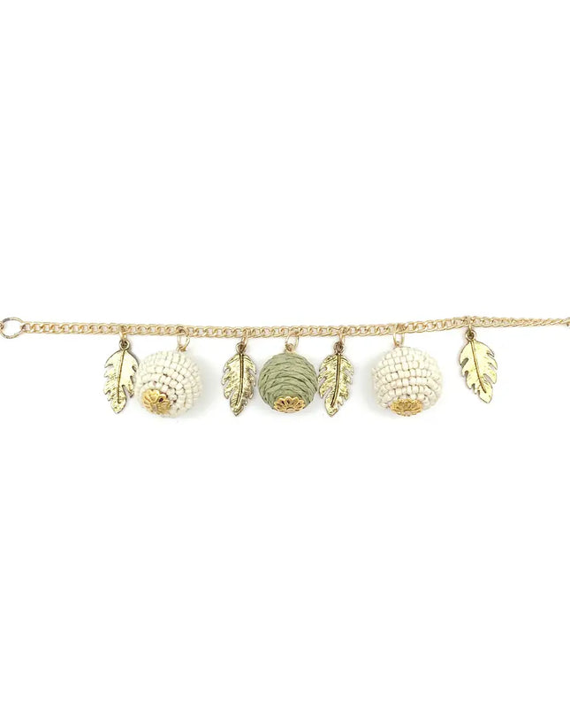 ANJU Sachi Calming Sage Collection Bracelet - Sphere, Leaf Charms