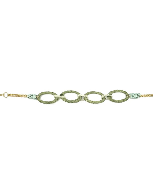 ANJU Sachi Calming Sage Collection Bracelet - Green Wrapped Links