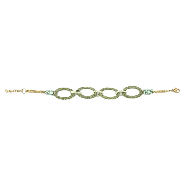 ANJU Sachi Calming Sage Collection Bracelet - Green Wrapped Links