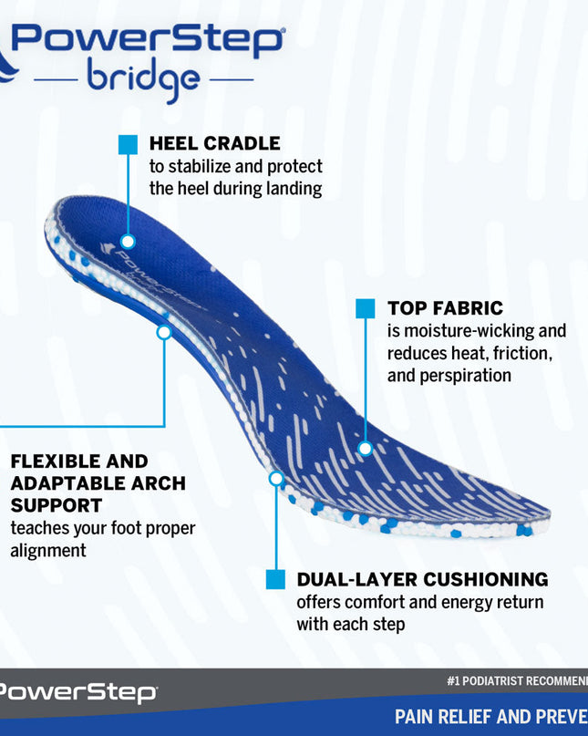 PowerStep® bridge® Adaptable Arch Support Insoles