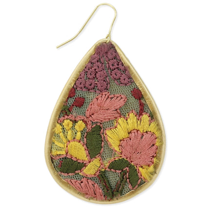 ZAD Pink Flower Embroidered Elegance Earring