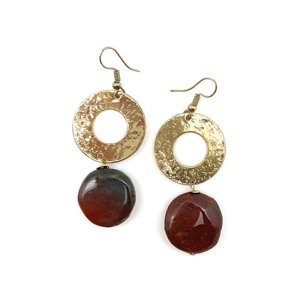 ANJU Gold-Plated Long Earrings with Mookaite Stones