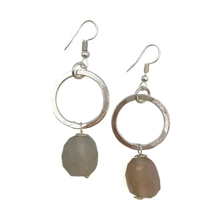 ANJU Silver-Plated Long Earrings with Chalcedony Stones