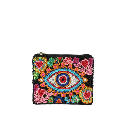 Ladies Fully Beaded Eye Theme Coin Purse