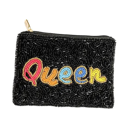 Ladies Queen Themed Beaded Coin Purse