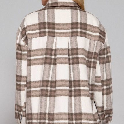 42 POPS Faux Fur Lined Plaid Jacket w/ Pockets
