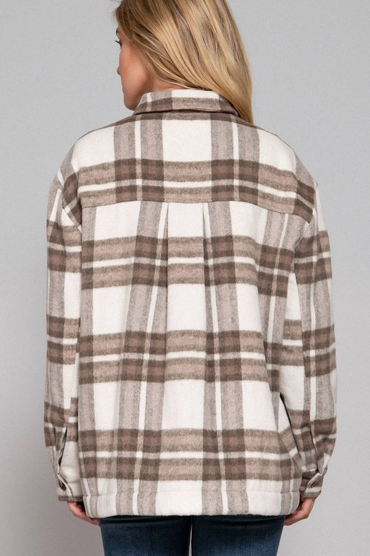 42 POPS Faux Fur Lined Plaid Jacket w/ Pockets