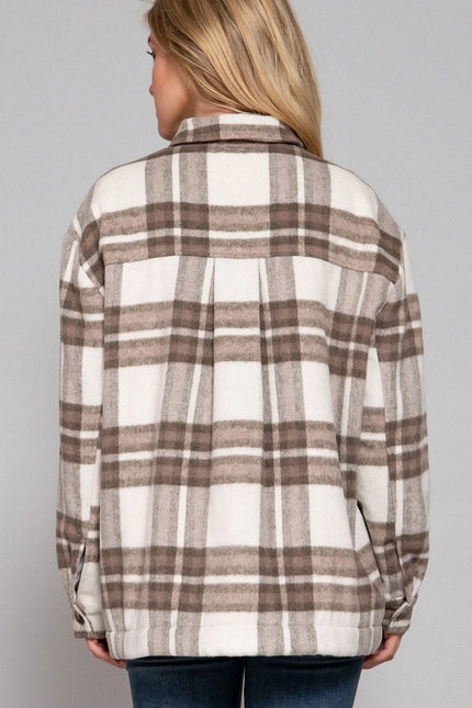 42 POPS Faux Fur Lined Plaid Jacket w/ Pockets