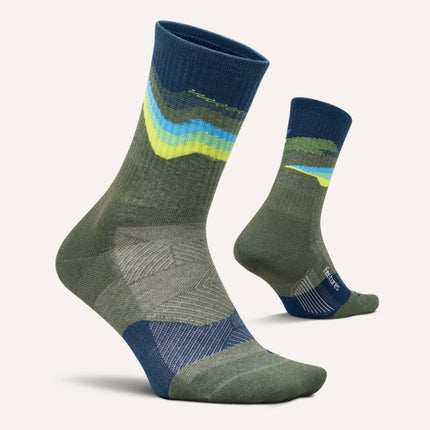 Feetures Trail Max Cushion Mini Crew - Tectonic Green