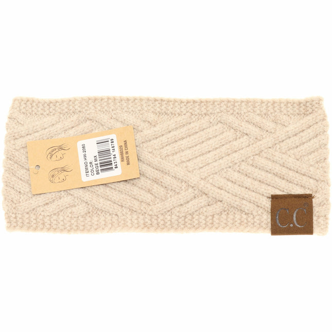 C.C Beanie Diagonal Criss Cross Patterned Head Wrap