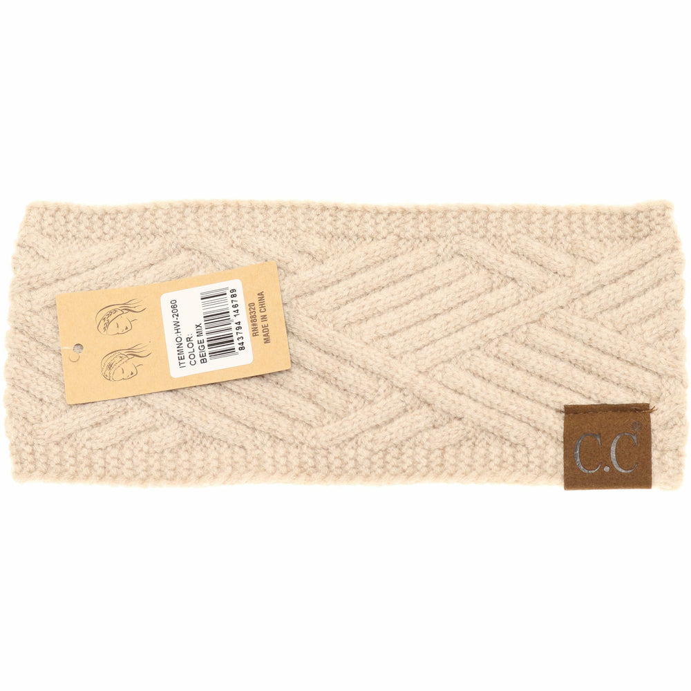 C.C.Beanie Diagonal Criss Cross Patterned Head Wrap