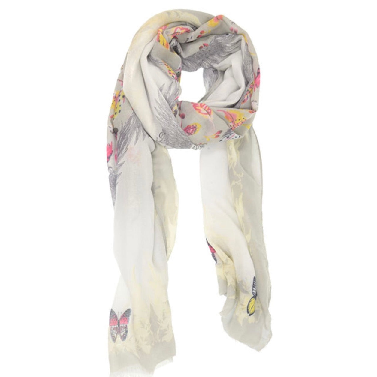 JOY SUSAN FEATHERS & BUTTERFLIES SCARF