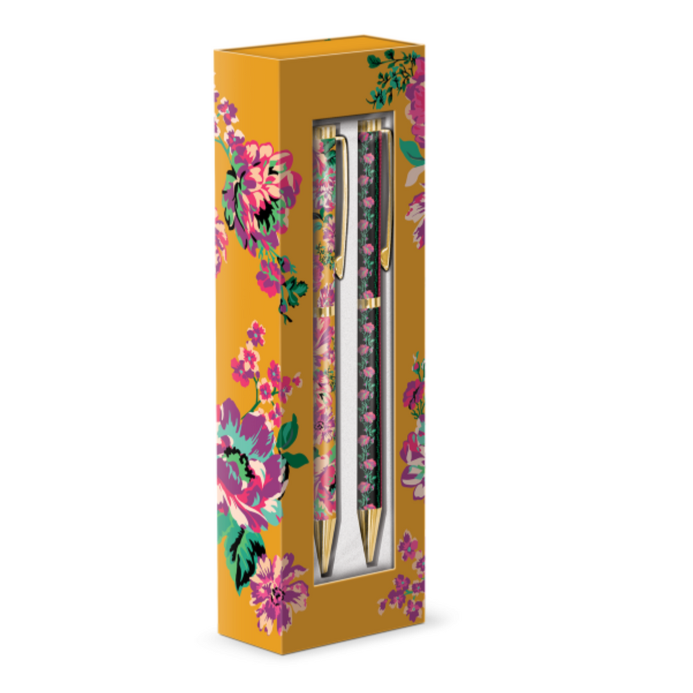 Boxed Pen Set of 2 Global Garden Yellow Floral