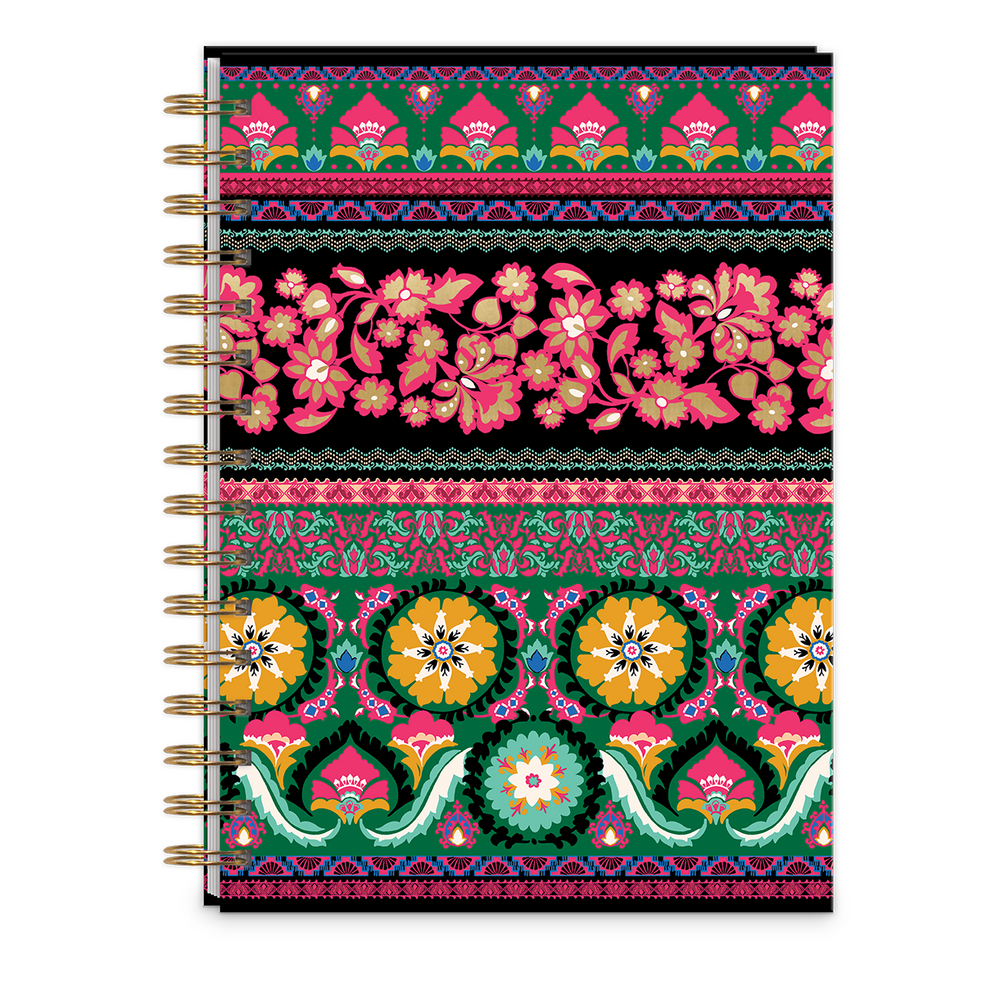 Hard Cover Spiral Journal Global Garden Medallion Multi