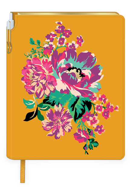 Vegan Leather Journal with Pen Global Garden Bouquet